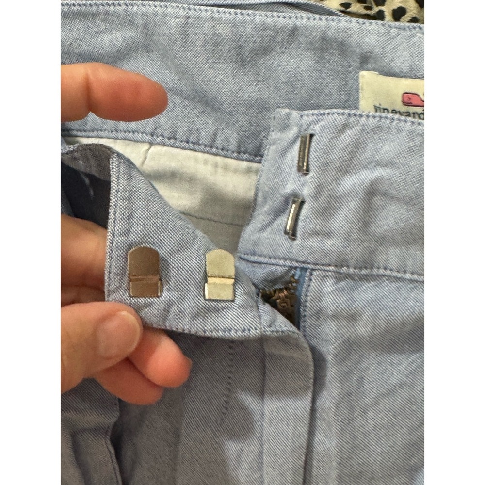 Vineyard Vines Blue Oxford Pleated Tie Waist Shorts 2H0559 Womens Size 10 - Picture 3 of 7